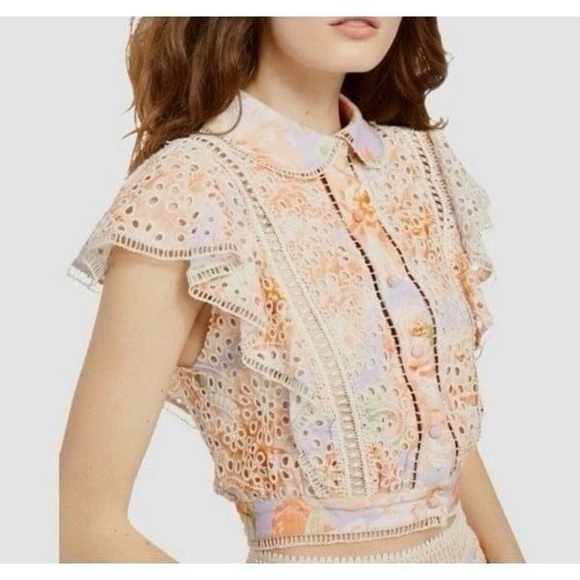 ALICE + OLIVIA | Embroidered Eyelet Top - Picture 6 of 14